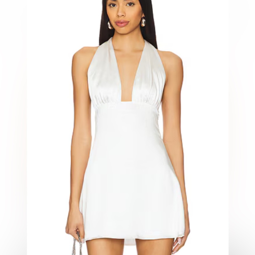 Backless Halter Mini Dress - White